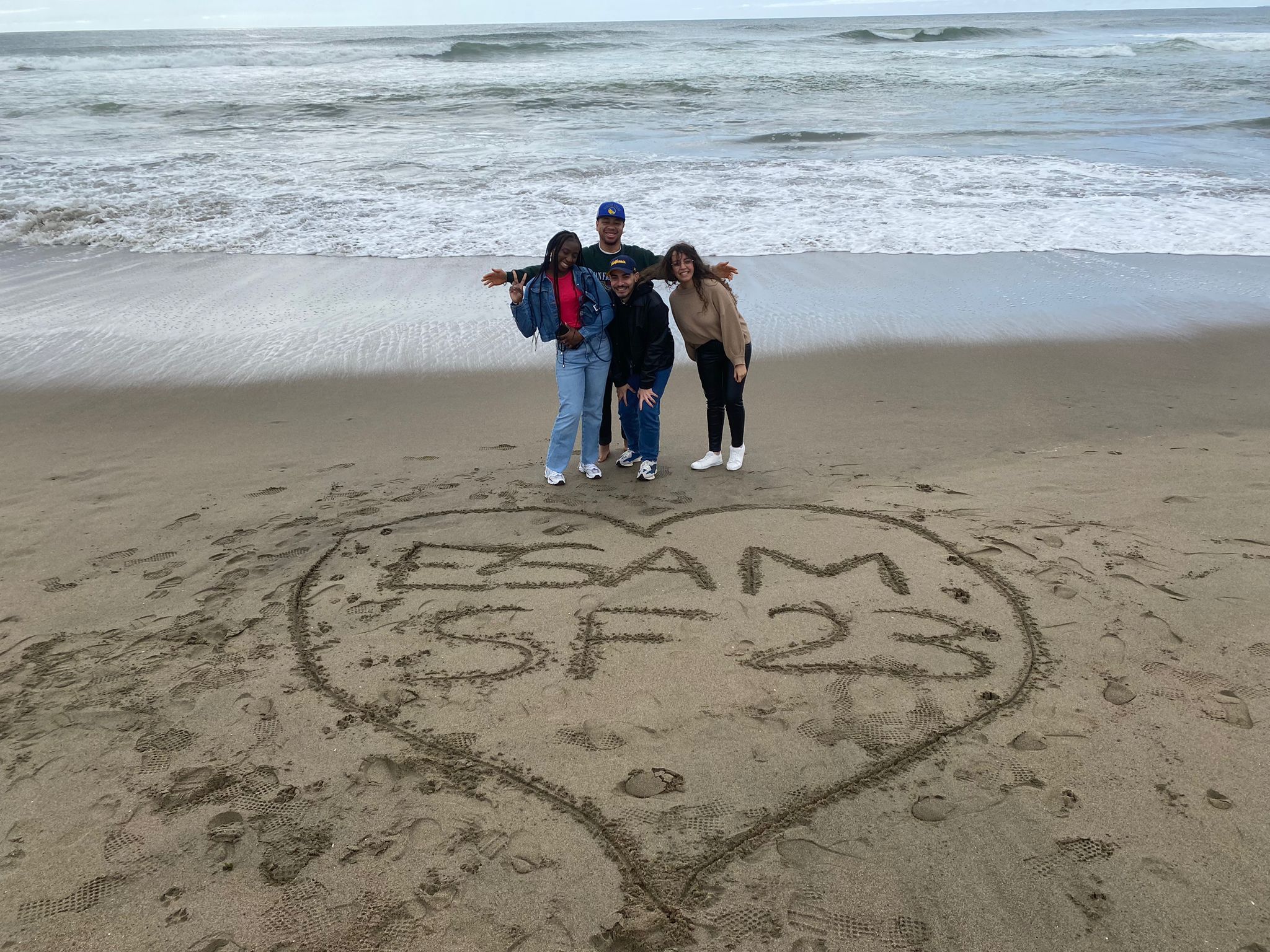 Etudiants sur une plage de San Fransisco