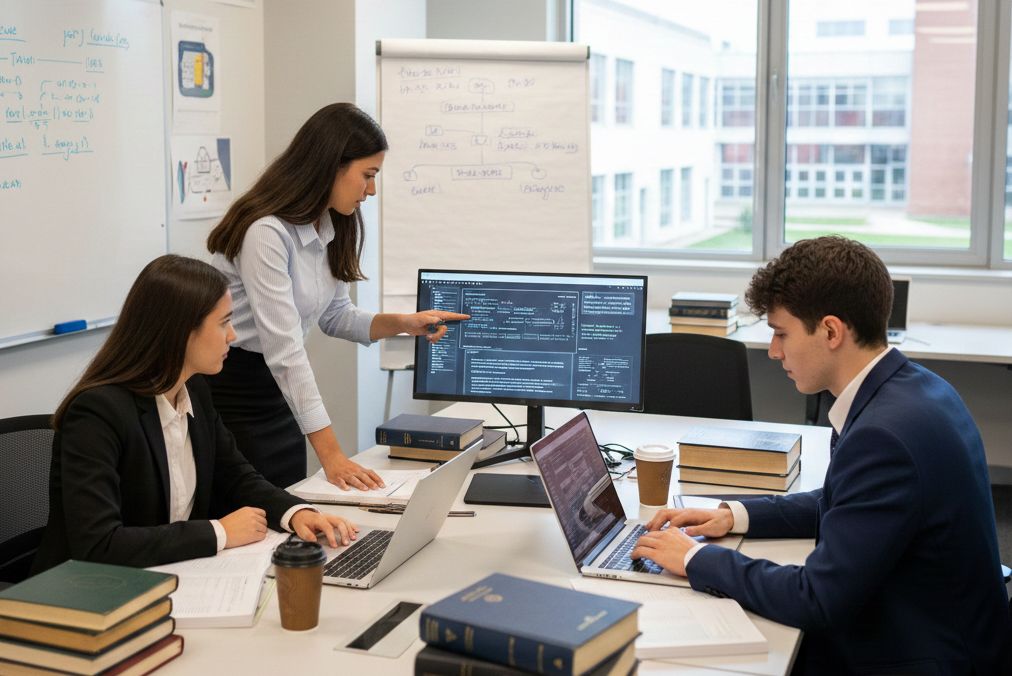 des étudiants en école de droit qui étudient la justice prédictive